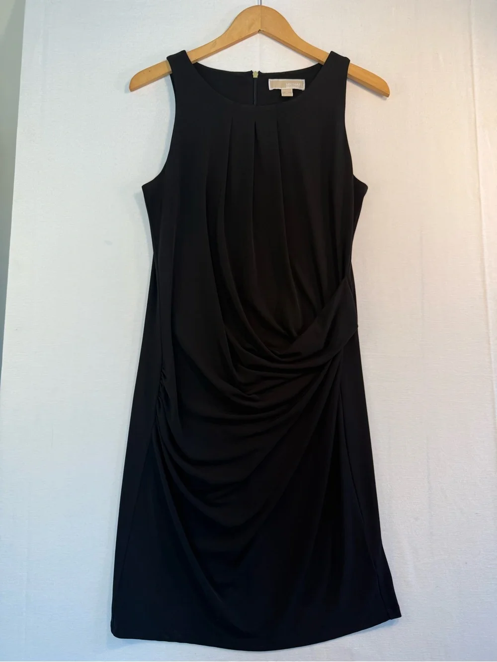 Michael Kors Black Sleeveless Draped Sheath Dress